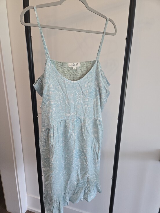 Simply Noelle Dresses & Skirts - Simply Noelle Light Blue Paisley Smocked Sundress | XXL 16-18 | Boho Ruffle Hem